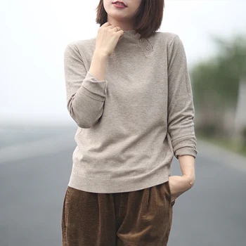 

elegant solid knitted women sweaters and pullovers o-neck slim all match buttoming pulls office lady elegant work tops