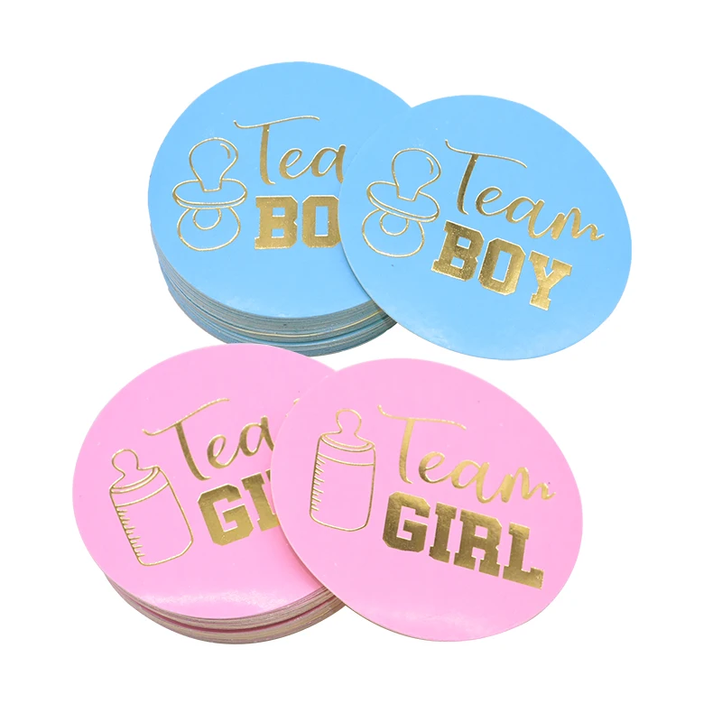 24pcs Gender Reveal Boy Or Girl Vote Stickers Team Boy Girl Round Stickers for Gender Reveal Party Decoration Baby Shower Supply