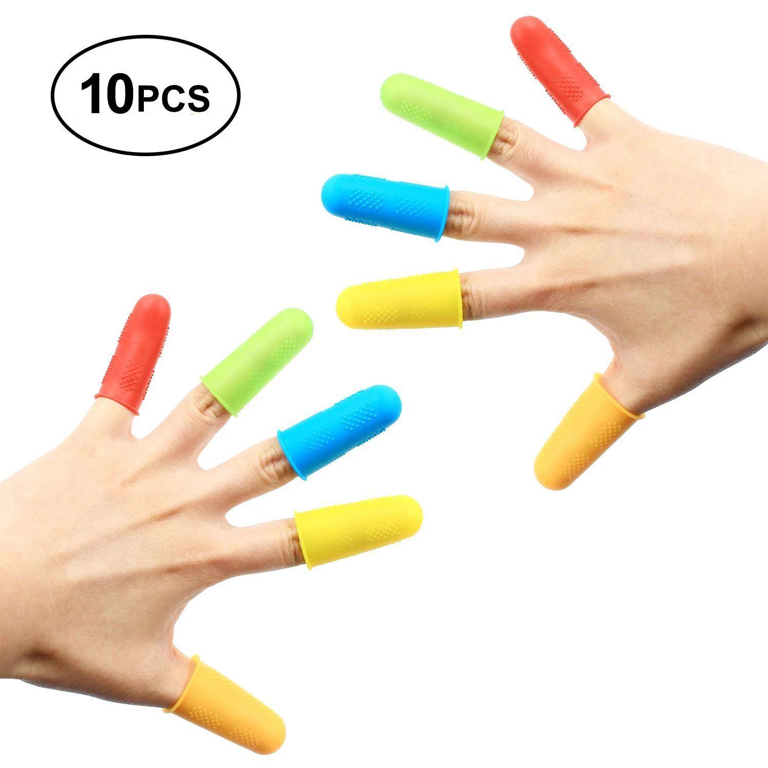 10pcs 2l 8m 2s Silicone Finger Cots Protector Random Color Silicone