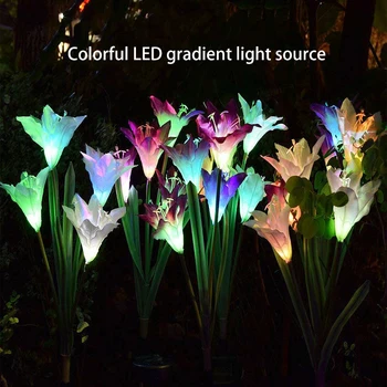 

3 Pack Solar Lily Lantern Color Gradient 4LED Plug Light Garden Light Garden Light Lawn Light