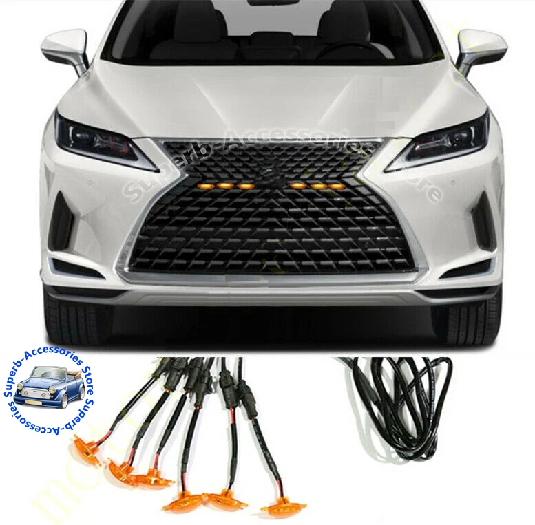 렉서스 RX350 2016-2021 용 그릴 LED 앰버 라이트 랩터 스타일 그릴 커버, 자동차 스타일링 액세서리, 6 개