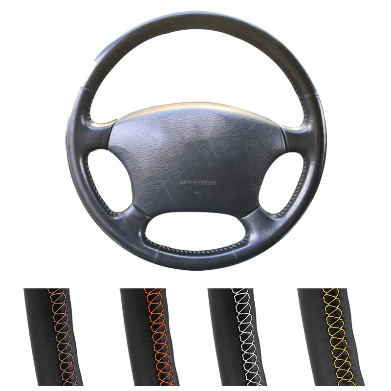 Leather Car Steering Wheel Cover For Toyota Prado 120 2004-2009 Land Cruiser 1995-2007 Tacoma Hilux Volant 2005 2006