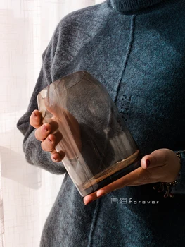 

1pcs Wide Mouth Simple Dried Flower Glass Vase Home Decoration Living Room Coffee Table Flower Arrangement Desktop Decoration