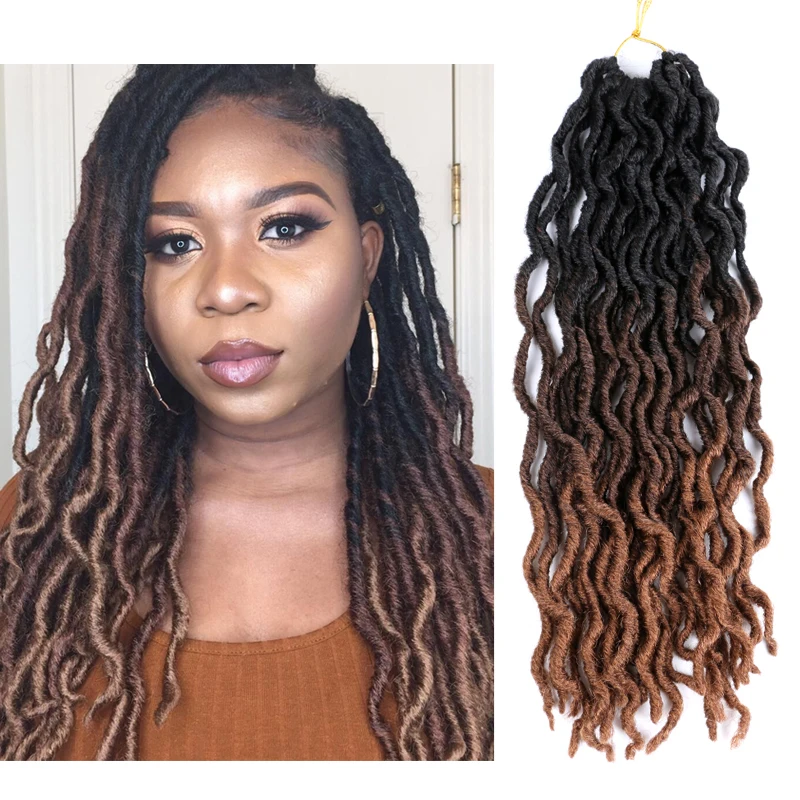 

DAIRESS 18" Gypsy Locs Crochet Braids Synthetic Braiding Hair Goddess Locs 24Roots Faux Locs Crochet Hair Dreadlock Extensions