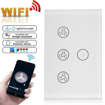 

WiFi Smart Switch for Ceiling Fan Light Lamp Smart Life/Tuya APP Remote Control Works with Alexa Echo Google Home US Plug