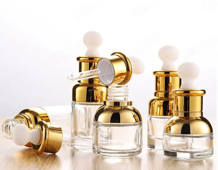100pcs 20-50ML 유리 아로마 테라피 액체 스포이드 병 에센셜 오일 향수 병 빈 용기 여행용 리필 병