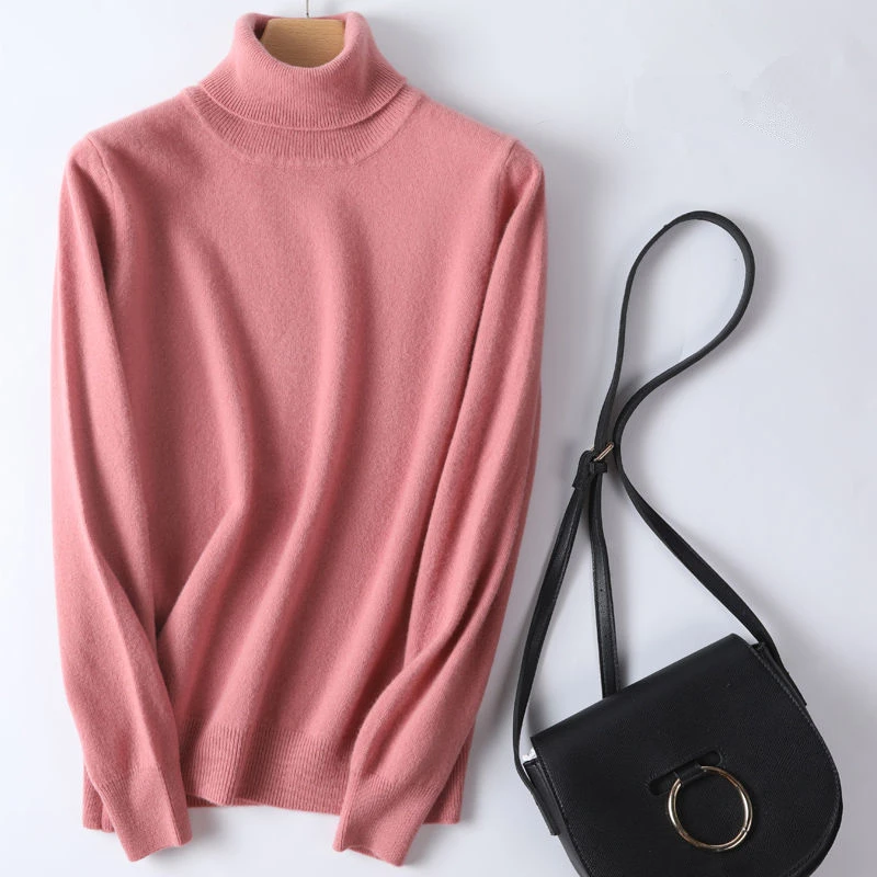 100% Cashmere Turtleneck women sweater Women Sweater Autumn Winter Base Warm All-match Knitted Pullover Jersey Pull Femme Hiver Jumper