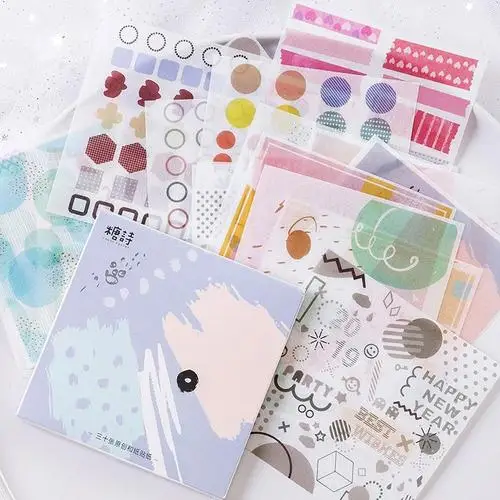 AngelHere Store 30 Pcs/set Kawaii Washi Sticker Wonderland Stars Mermaid Sticker Decorative Sticker for DIY Scrapbooking Journal - Цвет: Ins Color Impression