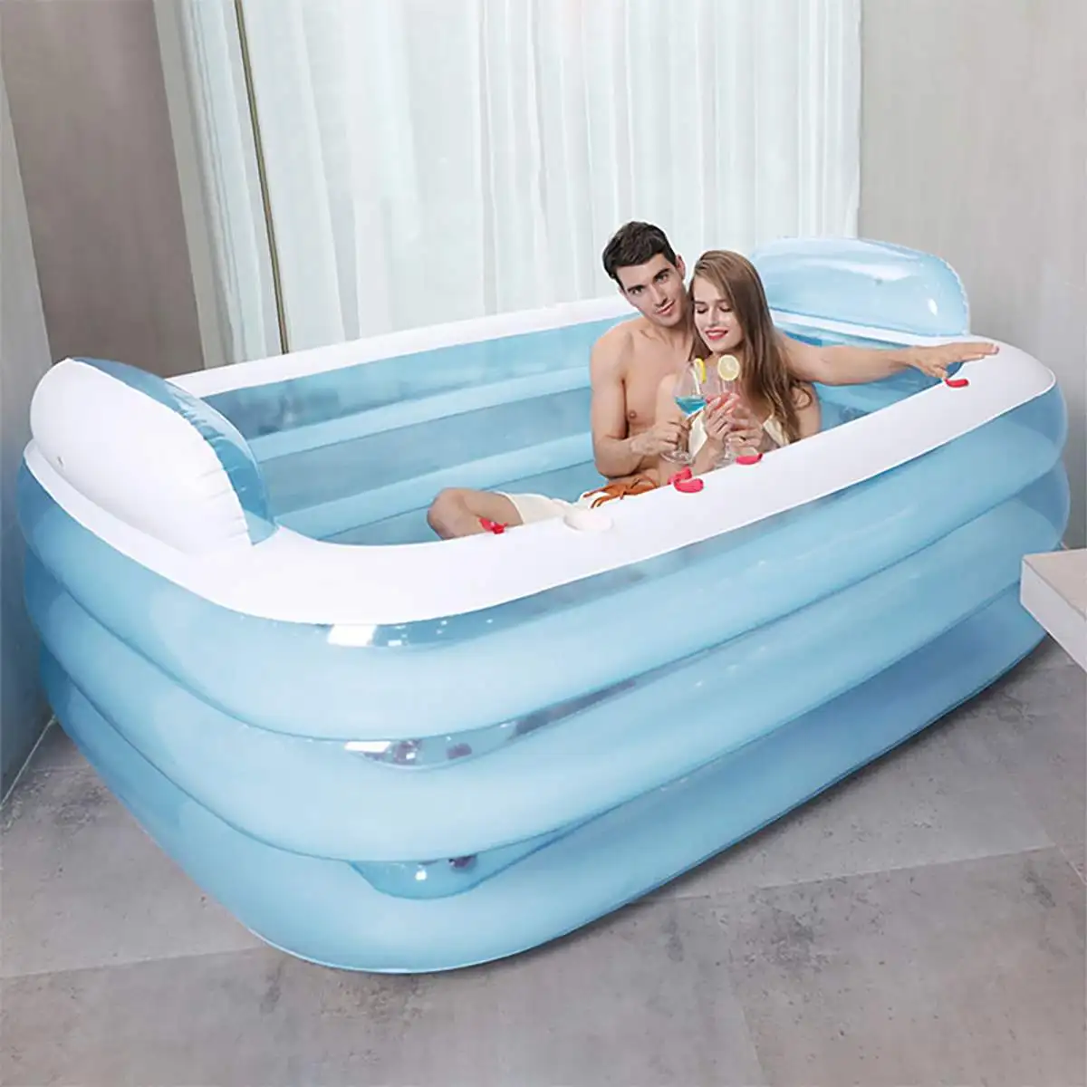 360L/800L Folding Inflatable Bathtubs Warm Bath Tub Adult PVC Portable