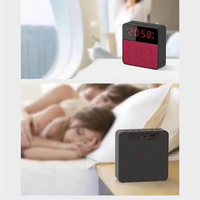 Высокое качество мини беспроводной Bluetooth громкоговоритель коробка Будильник Радио музыкальный плеер со светодиодный экран дисплея для использования в помещении на открытом воздухе