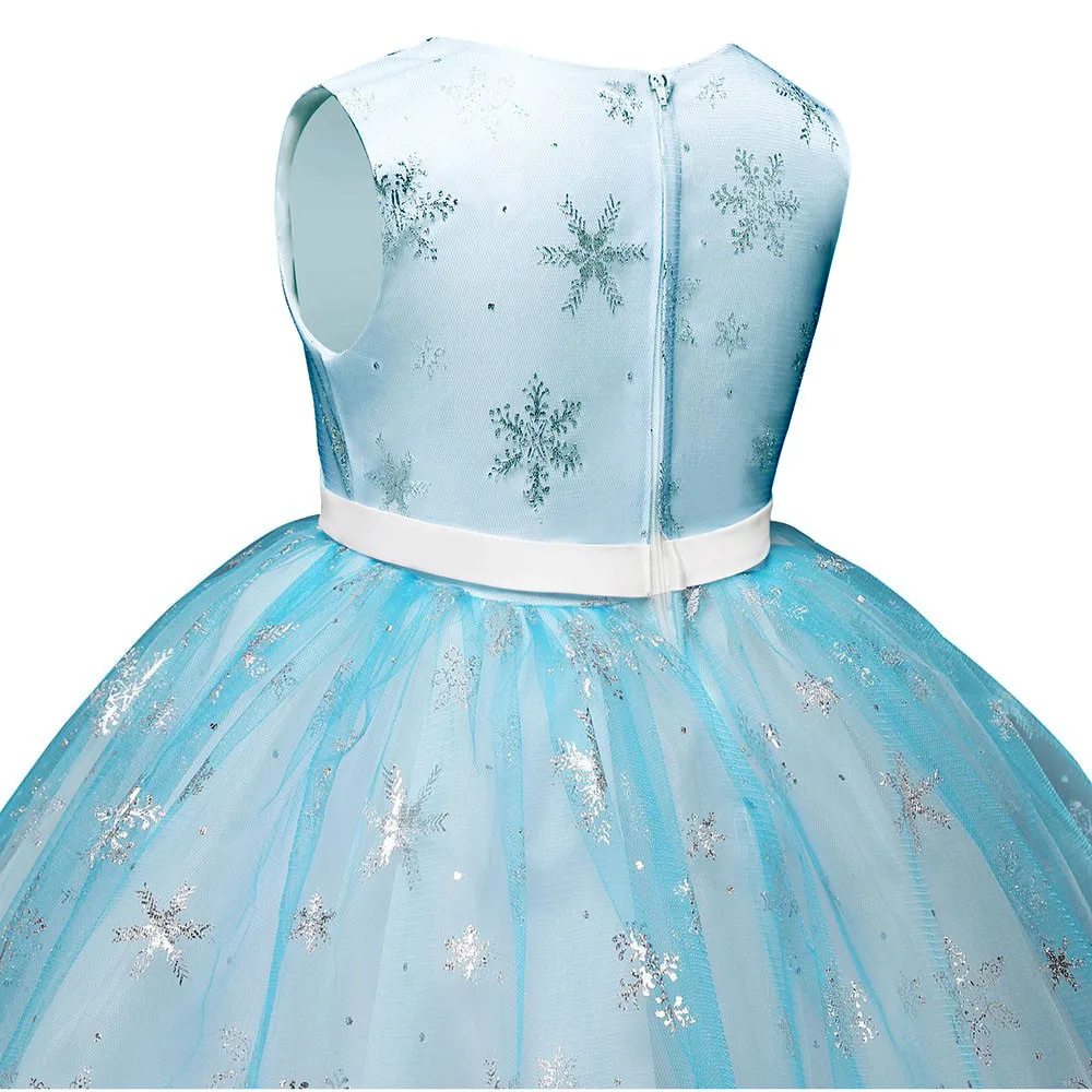 Платье для девочек; костюм принцессы; рождественское платье; Fille vestido infantil Menina; Сетчатое платье со снежинками и блестками для маленьких детей