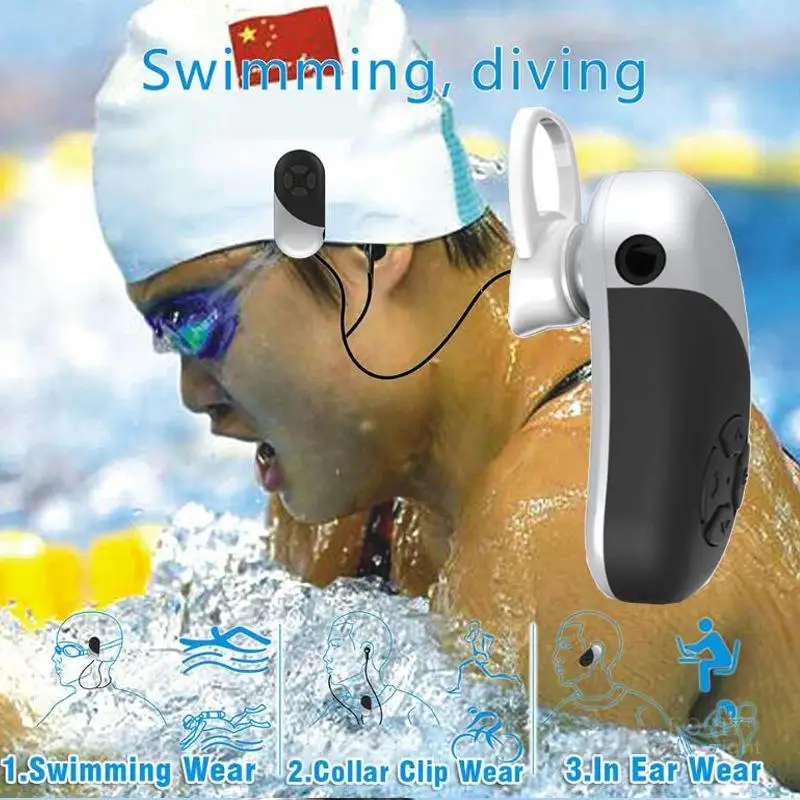 

IPX8 Waterproof Bluetooth MP3 Player 8GB Bone Conduction Earphones Music Player Headset For Swimming Driving Running Headphone