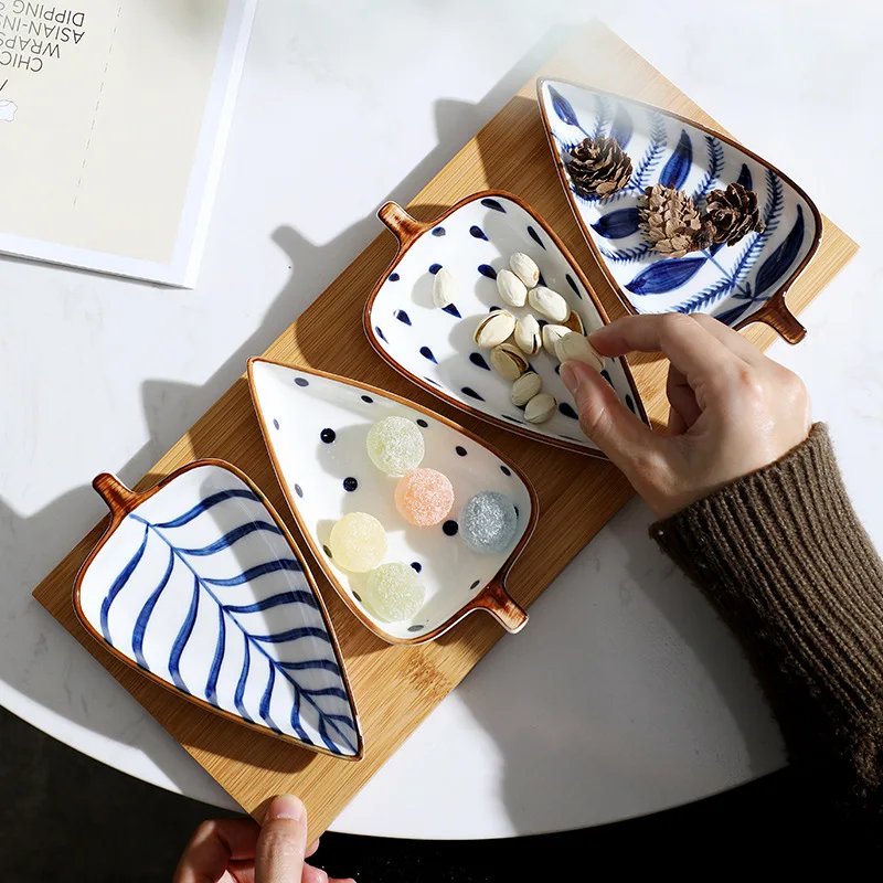 Блюдо для приправ с деревянным подносом керамическая посуда японской ручной
