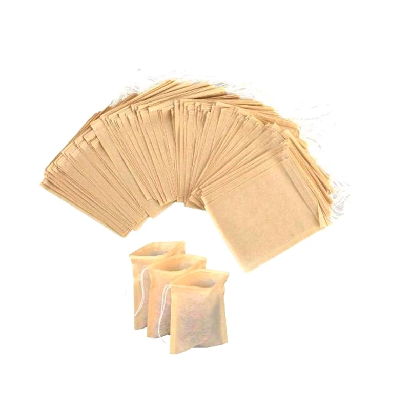 600 Pcs Disposable Tea Filter Bags for Loose Drawstring Empty Bag Leaf Natural Unbleached Paper | Дом и сад