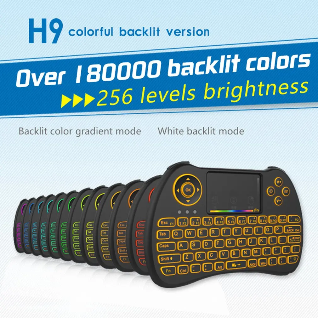 

Original H9 2.4G Mini Wireless Game Keyboard RGB Backlit With 7 Colorful Backlight Touchpad Air Mouse For Smart TV Android