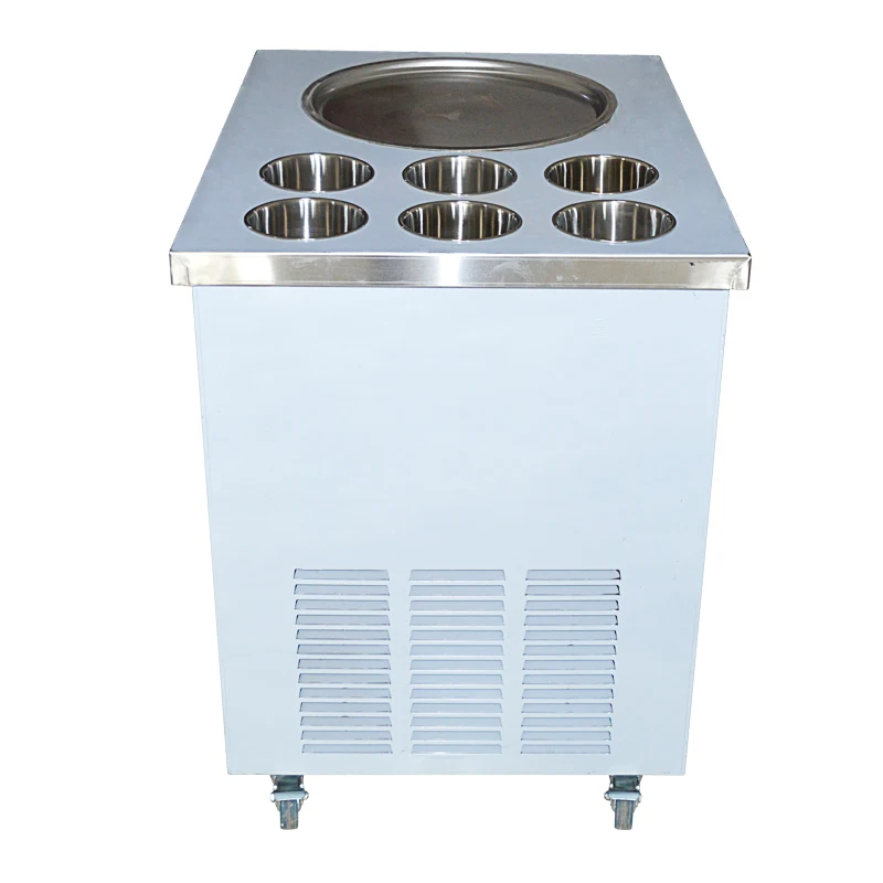 Новое поступление Большая сковорода жареное мороженое машина Жарка Машина льда сковорода машина с 6 бочками