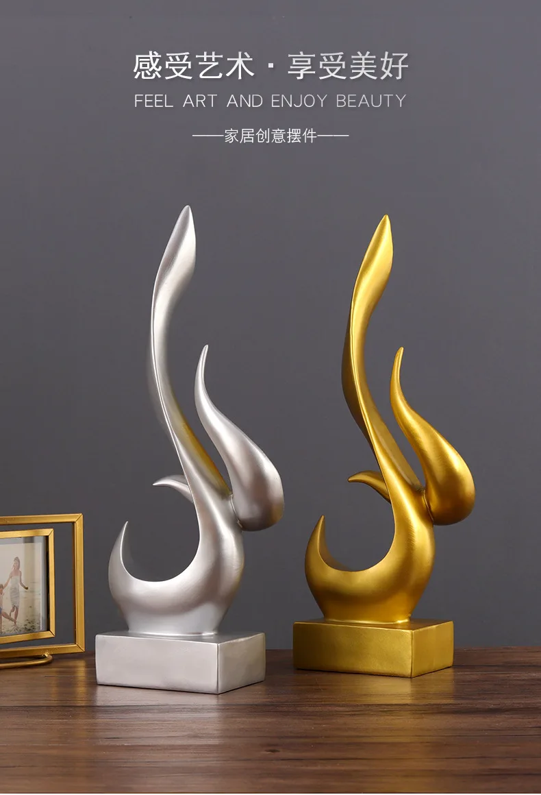 Nordic Statue Flame Sculpture Creative Abstract Resin Decorations 