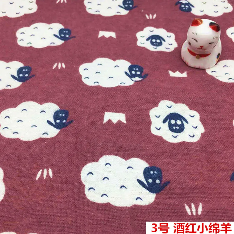 3 wine red sheep Постельное белье из хлопка с изображением мультяшного кролика овец Улитка оранжевого цвета, в цветочек, в горошек, из мягкой ткани, для "сделай сам" для детей, осенняя одежда, домашняя одежда платье шарф - Цвет: 3 wine red sheep