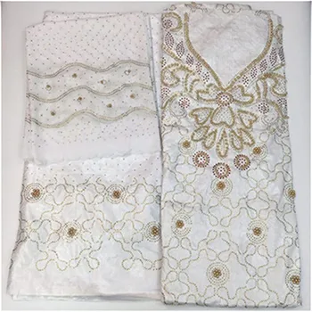 

STILL FLY white bazin riche fabric with beads and stones hot sale fashion women cotton basin riche fabric for womne 7yards/lot