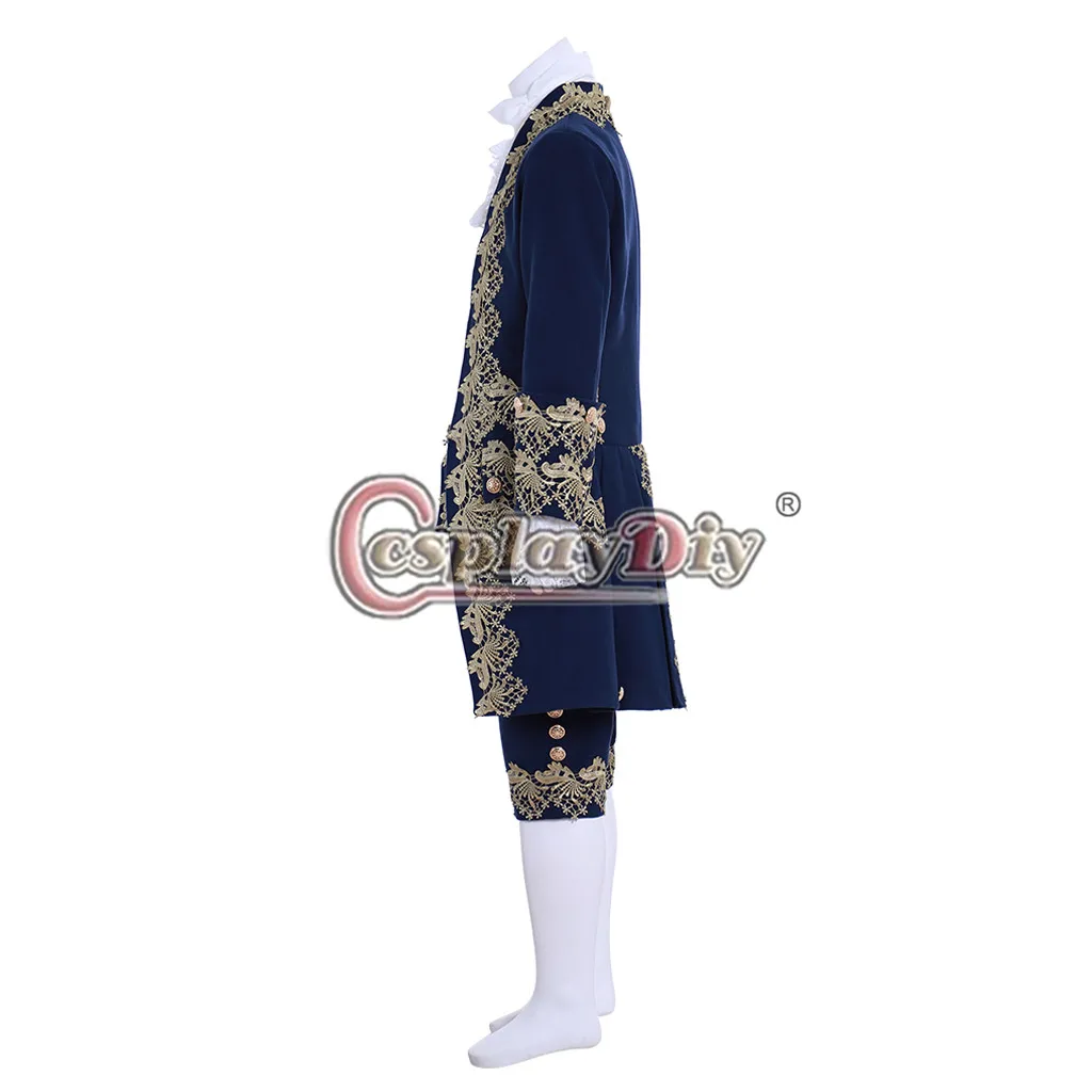 Cosplaydiy 18 век рококо синий костюм для суда мужской колоний Викторианский элегантный британский костюм Marie Antoinettte костюм L320