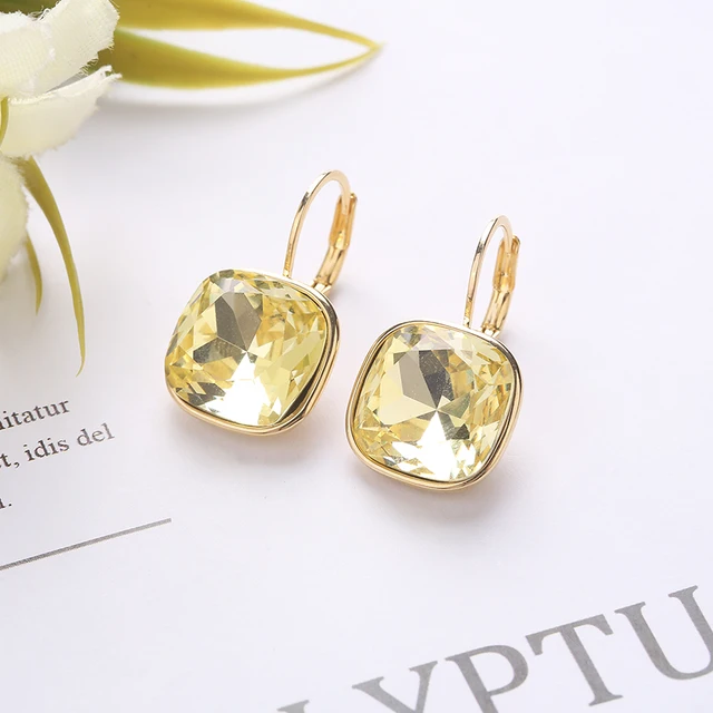 2021 New Design  Square Stones Earrings With French Hook Lever Back For Fashion Girls Wedding Gifts G213