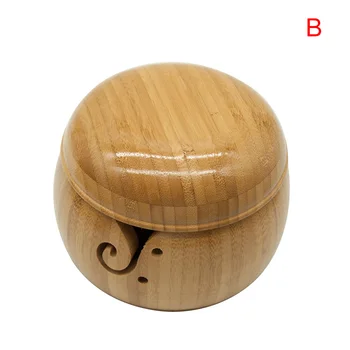 

Wooden Yarns Bowl with Removable Lid Holder Portable for Knitting Crochet Storage YU-Home