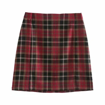 

Women's Skirt Fashion New Plaid Skirt High Waist Skirt Female Slim Temperament Line Skirt College Style Skirt BM6063