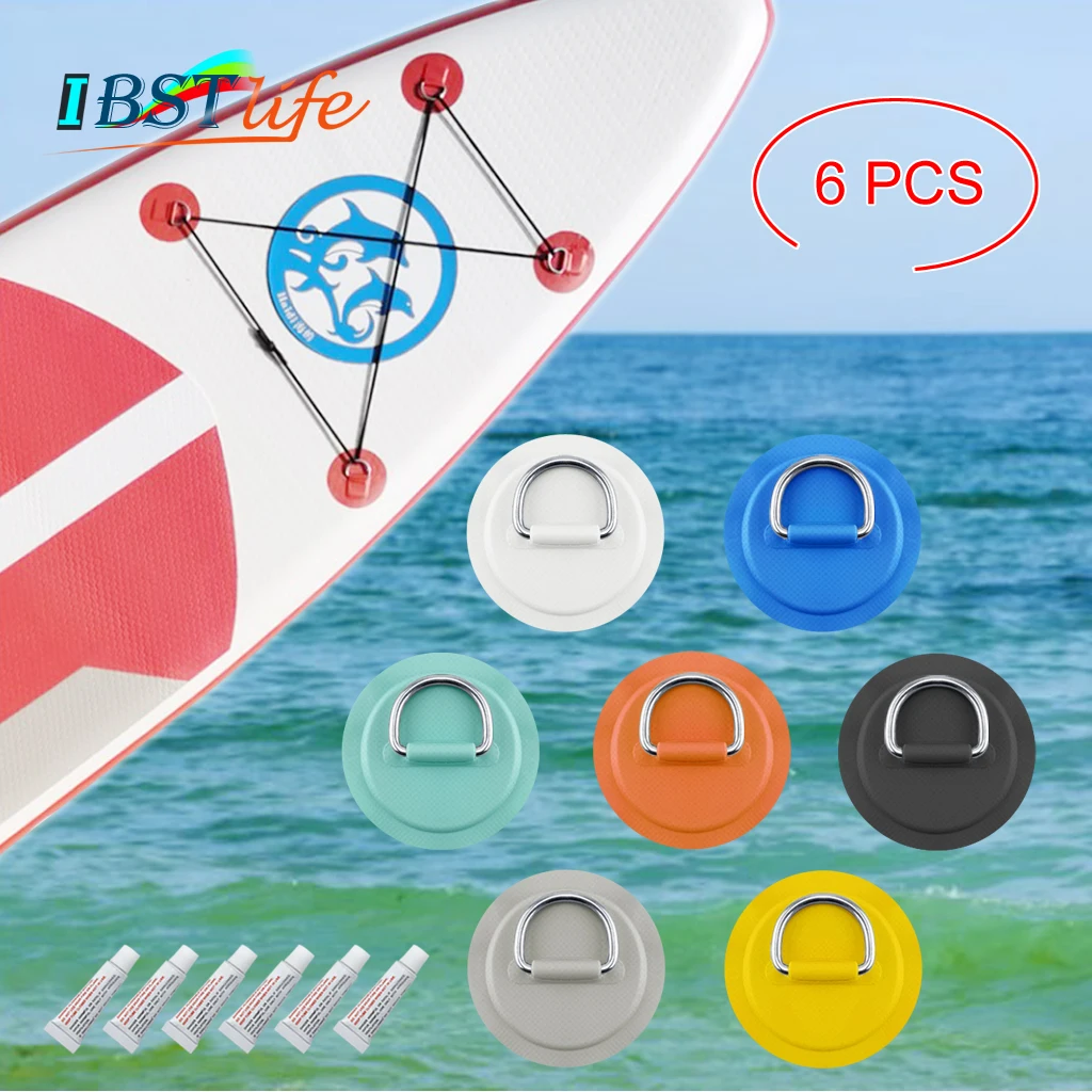 

6PCS/Lot 8cm Stainless Steel D Ring Pad Patch With Glue for PVC Inflatable Boat Raft Dinghy Canoe Kayak Surfboard SUP Tie Down