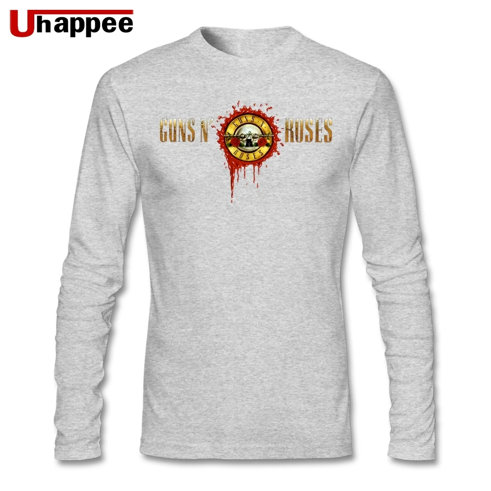 Cool guns N Футболка с розами для мужчин Boyfrend's подарок Crewneck на заказ длинным рукавом
