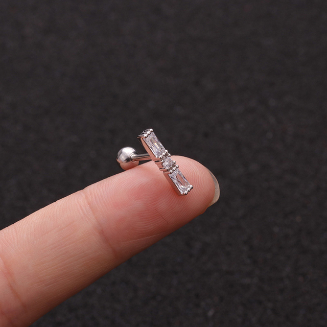 Star Heart Cross Flower Crown Bar Cartilage Piercing Stud Helix Jewelry Tragus Conch Rook Earlobe Screw Back Earring