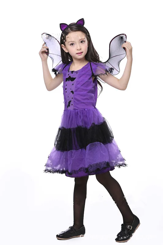 Костюм на Хэллоуин маскарад фиолетовые крылья летучей мыши креативная резинка для волос детская одежда подарок маскарадное платье аксессуары