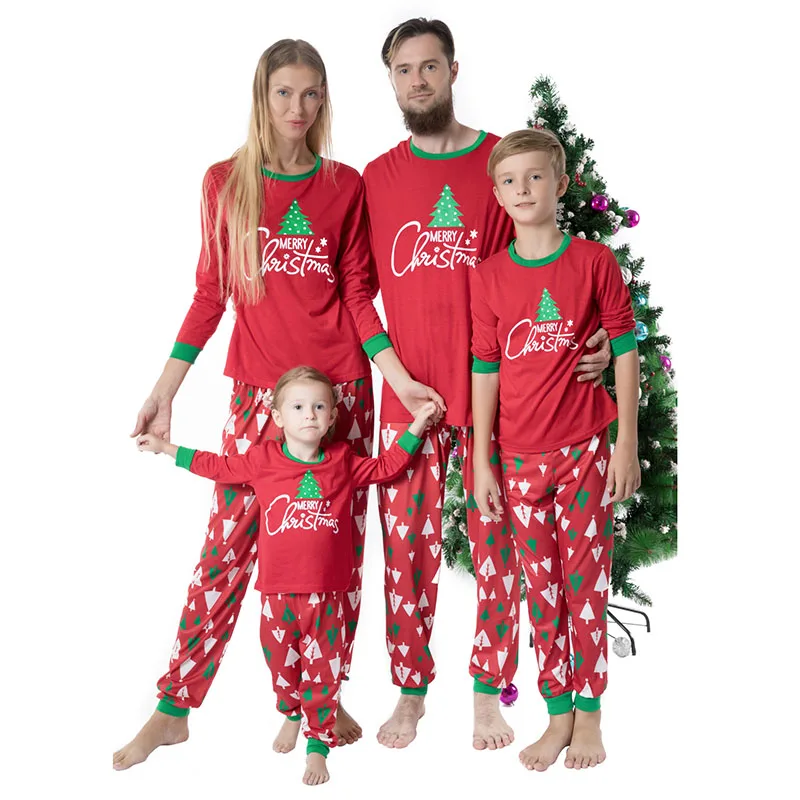 Рождественские пижамы для всей семьи комплект с рисунком рождественской елки