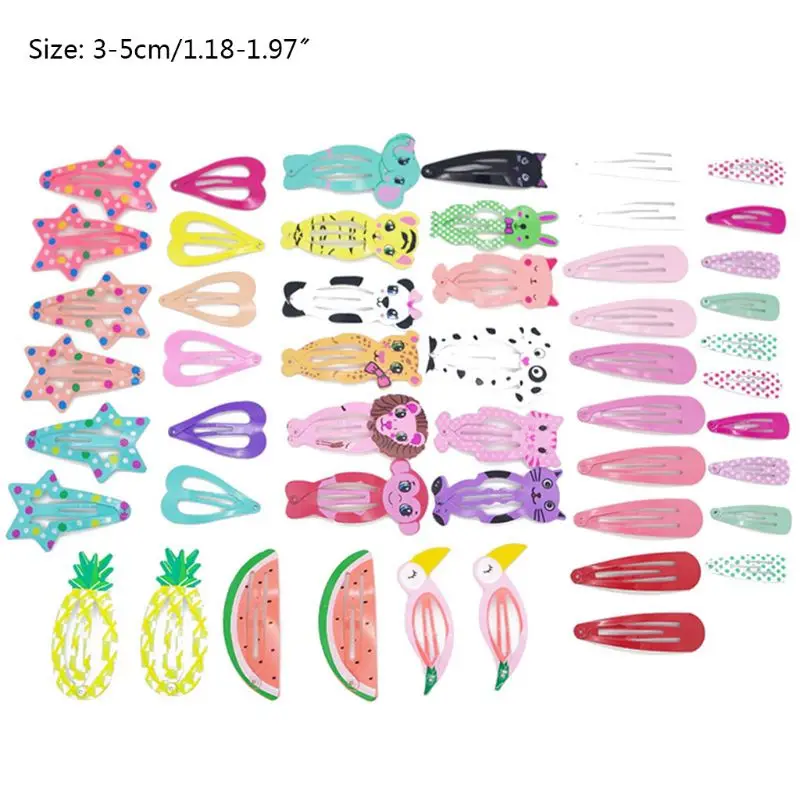 

50 50 Pcs/pack Cute Printed Flower Patterns Children Snap Hairpin Set Print Baby Girls Bangs BB Clip Kids Princess Hair Clips