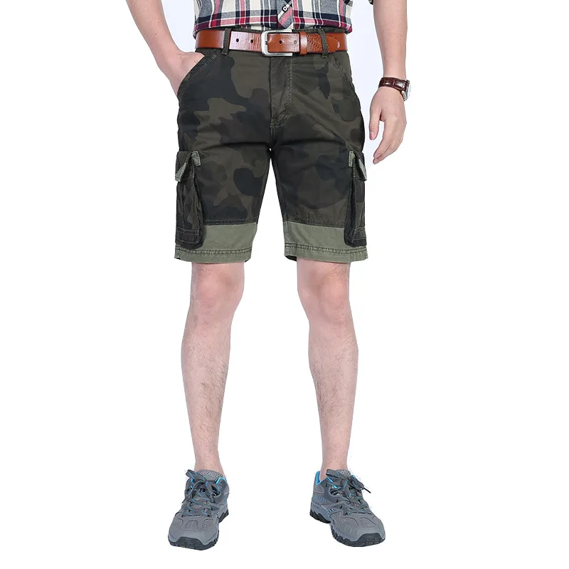 Камуфляжные летние мужские шорты Карго, повседневные хлопковые дышащие мужские шорты с несколькими карманами, прямые шорты до колена, hombre 30-40