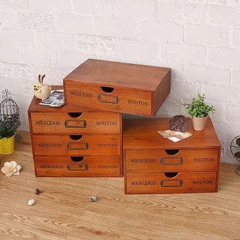 

Eco-Friendly Wooden Drawer Storage Box Desktop Storage Cabinet Sundries Finishing Box Drawer Type Jewelry Cosmetic Organizer