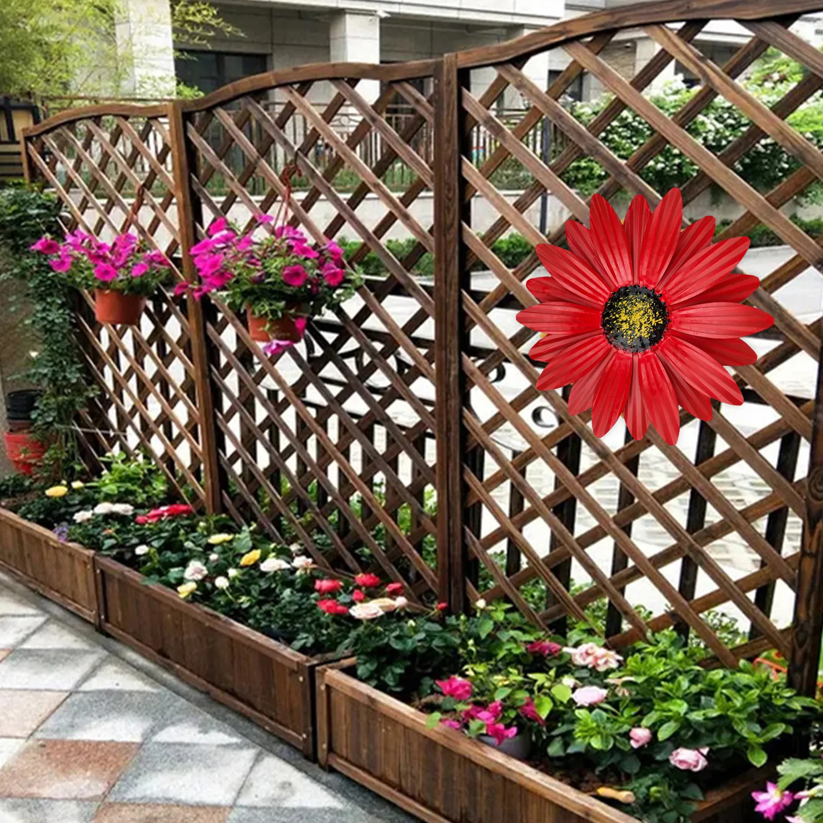 Wrought Iron Daisy Wall Hanging Metal Flower Wall Sculptures Art Decorations For Kitchen Living Room Bedroom Terrace Backyard 3