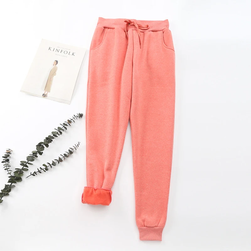 Autumn Winter Women Warm Pants Women's Velvet Cashmere Pants Candy Color Women Loose Pants Causal Female Long Trousers Plus Size - Цвет: orange