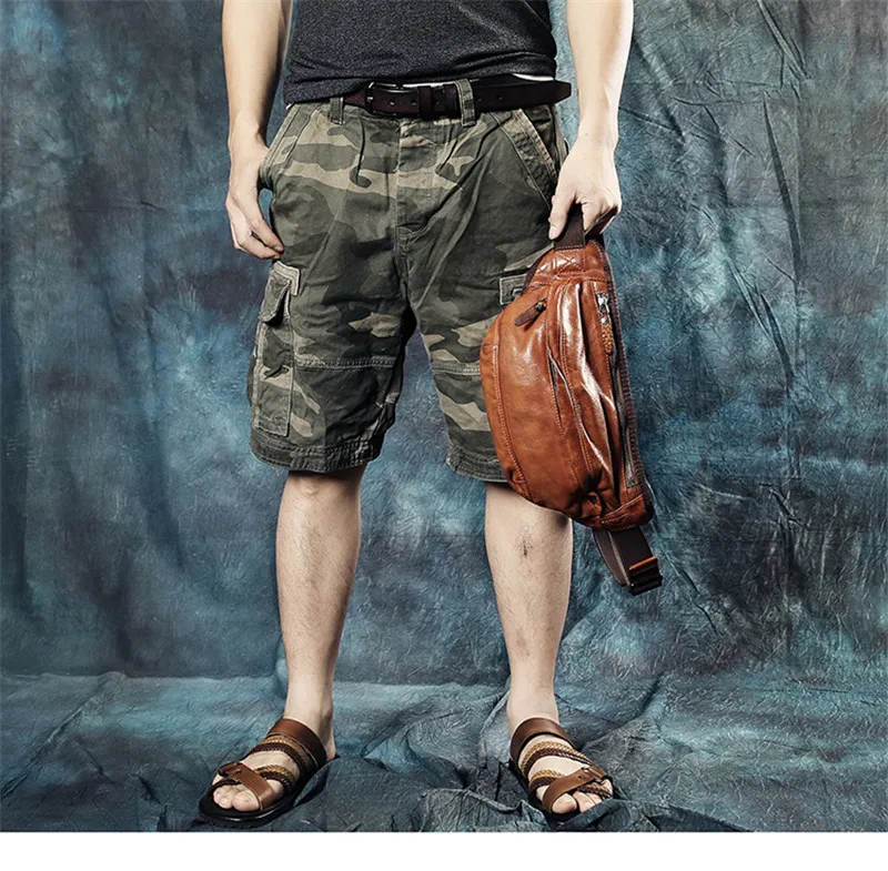 PNDME модная винтажная Мужская нагрудная сумка из натуральной кожи высокого качества, мягкая воловья кожа, поясная сумка, повседневная спортивная сумка через плечо