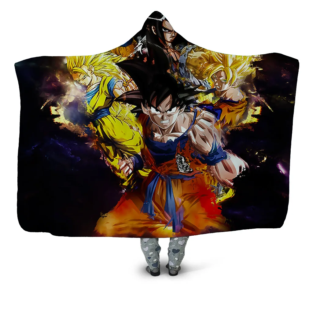 3D с рисунком из аниме «Наруто» Dragon Ball теплый с капюшоном носимых Одеяло диван Manta пледы Одеяло плед; одеяло; Одеяло толстовка с отложным воротником