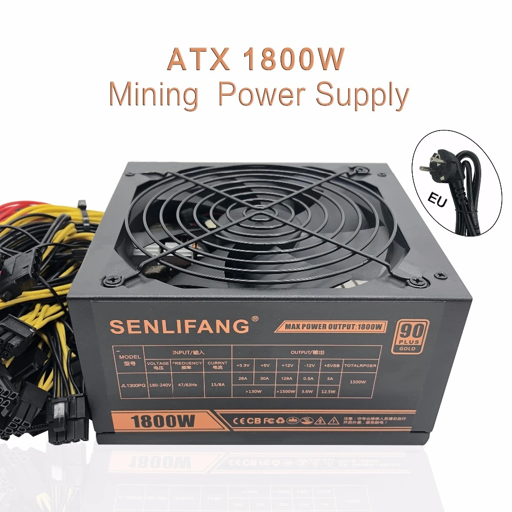 Original Gold Power 1800w Ethereum Eth Power Supply For R9 380 Rx 470