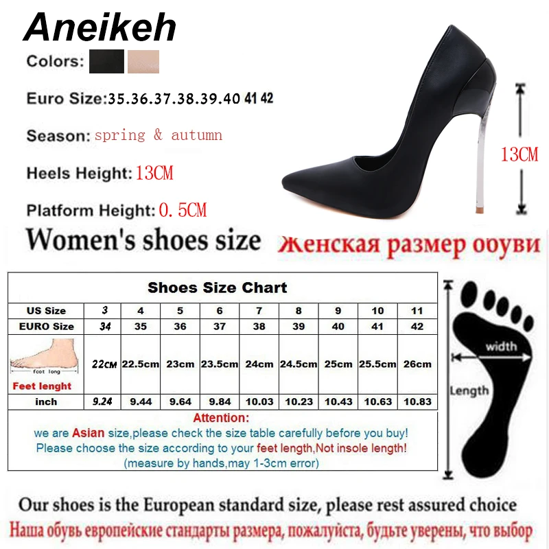 Aneikeh/пикантные туфли-лодочки из PU искусственной кожи новые женские туфли без застежки на высоком каблуке с закрытым носком женские осенние повседневные офисные туфли-лодочки г. zapatos mujer черного цвета