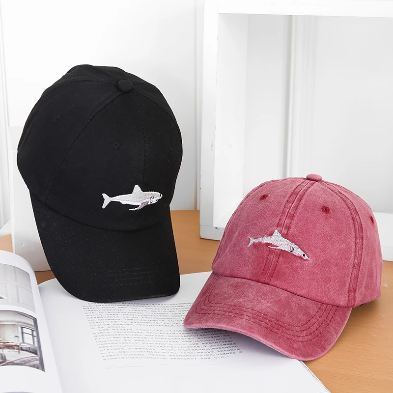 

Men Baseball CapShark Embroidery Sports Hat Women Solid Color Fashion Cartoon Adjustable Unisex cap