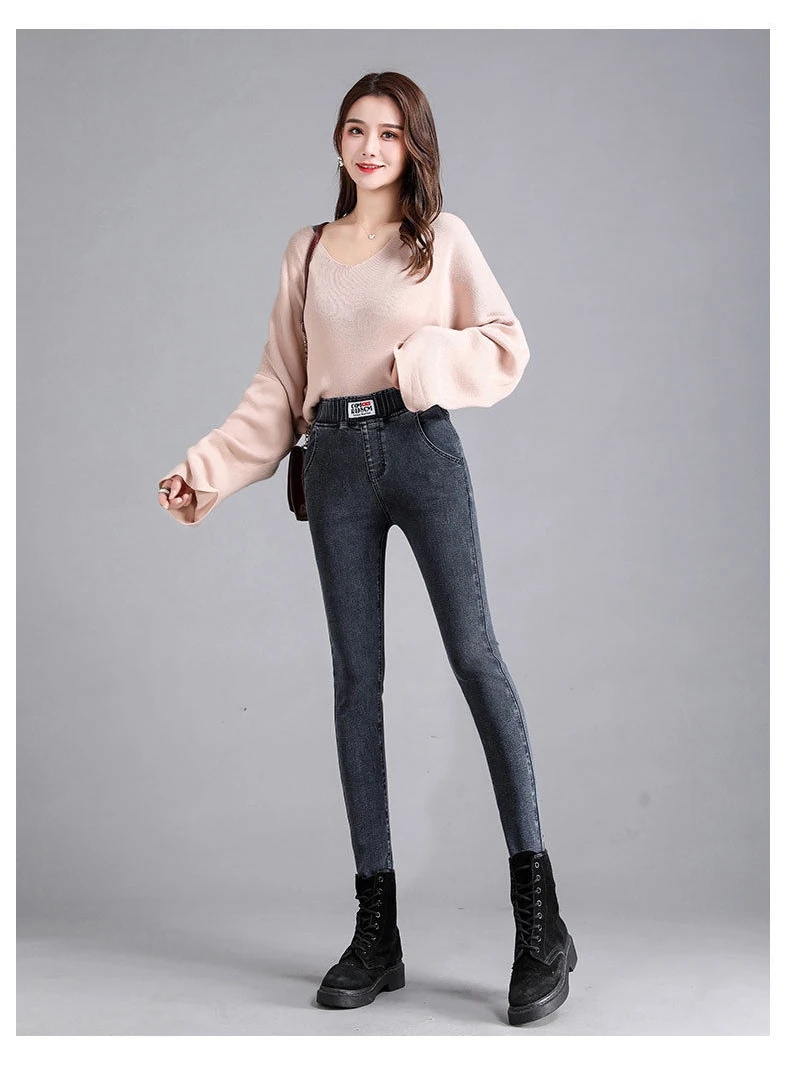 Winter Plus Velvet Skinny Cotton Jean Elastic Soft Thickened Leggings Large Size Ankle-Length Keep Warm Pants Women Clothes aybl leggings