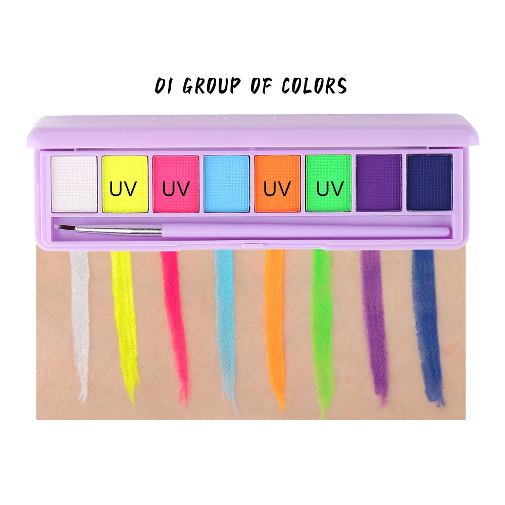 8 Colors Face Body Paint Water Activated Eyeliner Palette Halloween Party Flash Tattoo Safe Face Body Painting Halloween Makeup 3