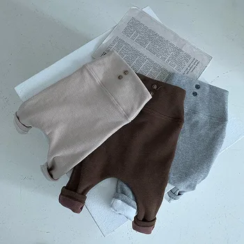 

3077 Baby Girl Plush Fur High Waist Leggings Kids Pants Winter Warm Thick Belly Pants Boys Pants Children Wearing