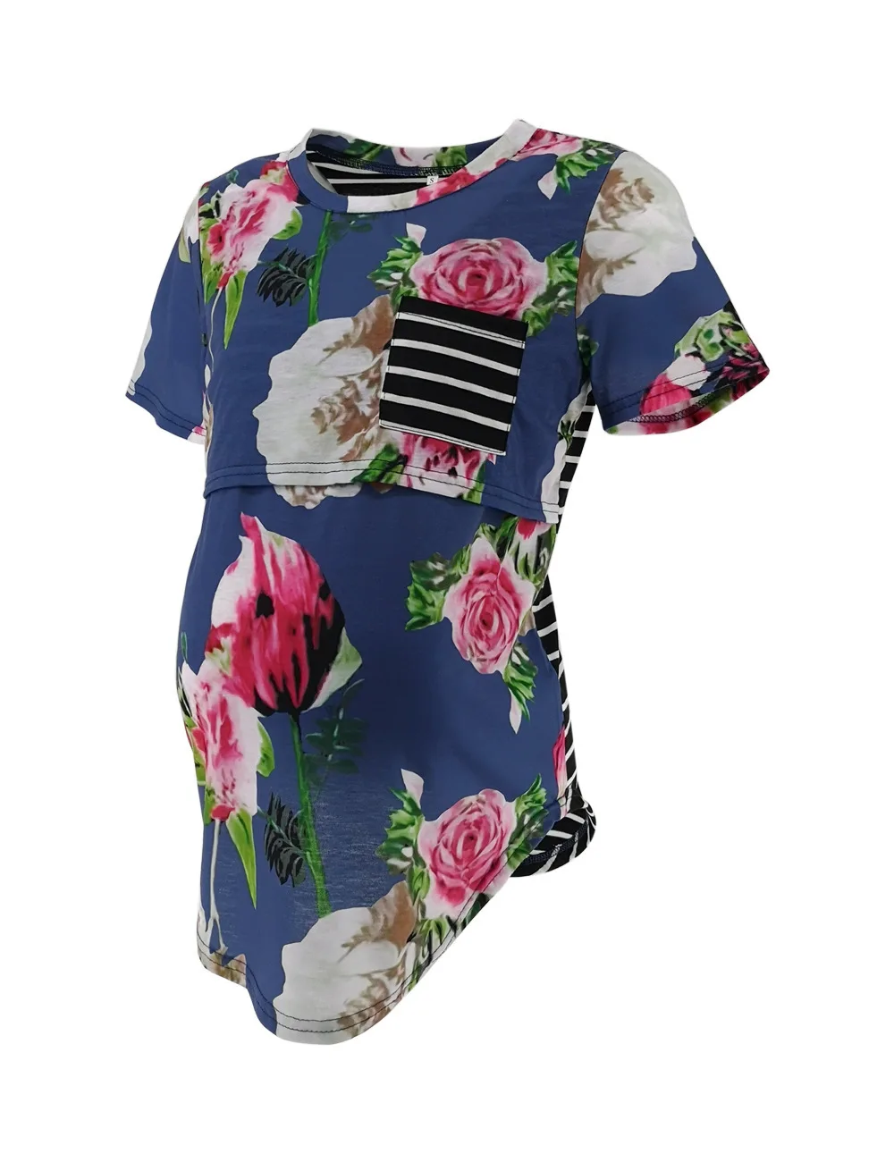 ENXI 2019 Одежда для беременных с цветочным принтом, футболка с короткими рукавами, летняя рубашка для беременных, топы для беременных
