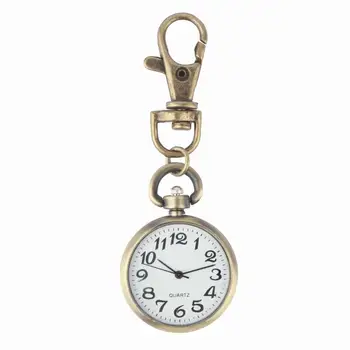 

Retro Bronze Quartz Movement Keychain Keyring Watch Watch Round Dial LC