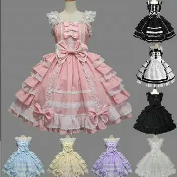 

7 Colors Women's Lolita Sweet Cosplay Costume Lace Gothic Dolly Dress Prom Party Lovely Pure