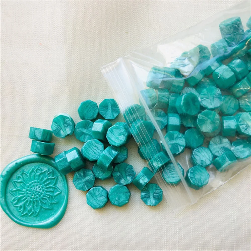 100Pcs Pearl White Wseal Stamp Wax Vintage Wax Seal Stamp Tablet Pill Beads for Envelope Wedding Wax Seal Ancient Sealing Wax - Цвет: green