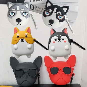 

3D Cartoon Cool Glasses Bulldog Funny Husky Puppy Dog Case for Apple Airpods 1 2 Cute Corgi Wireless Earphone Headphone Cover